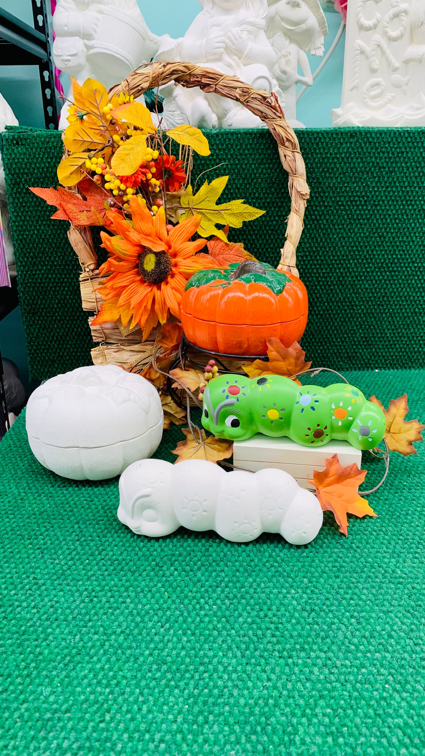 Fall Pumpkin Candy Dish or Wiggle worm caterpillar Painting Class