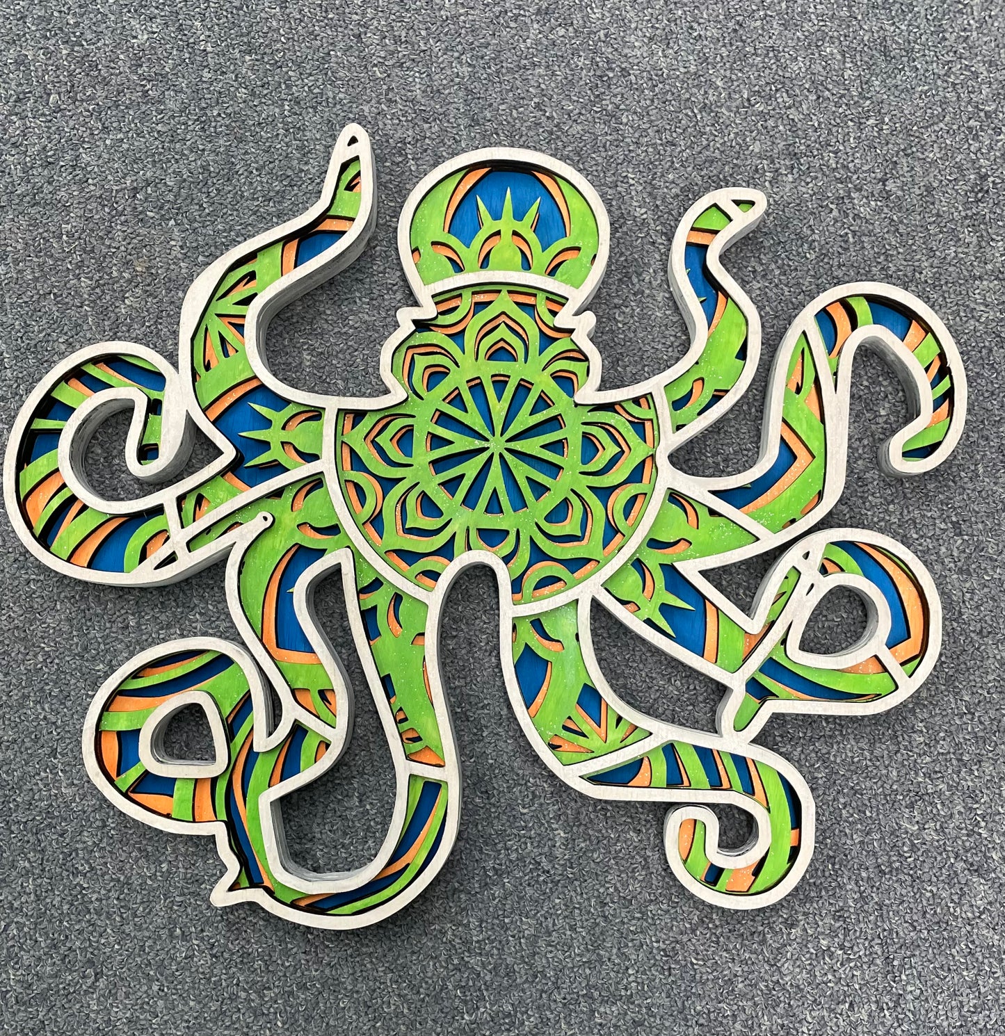 Octopus layered Wood Mandala plaque