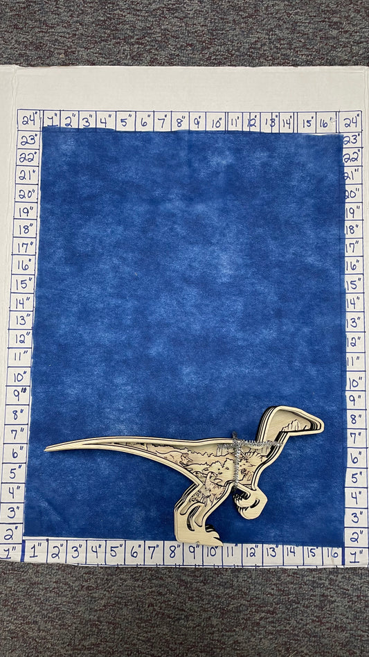 Dinosaur Velociraptor layered Wood Scene