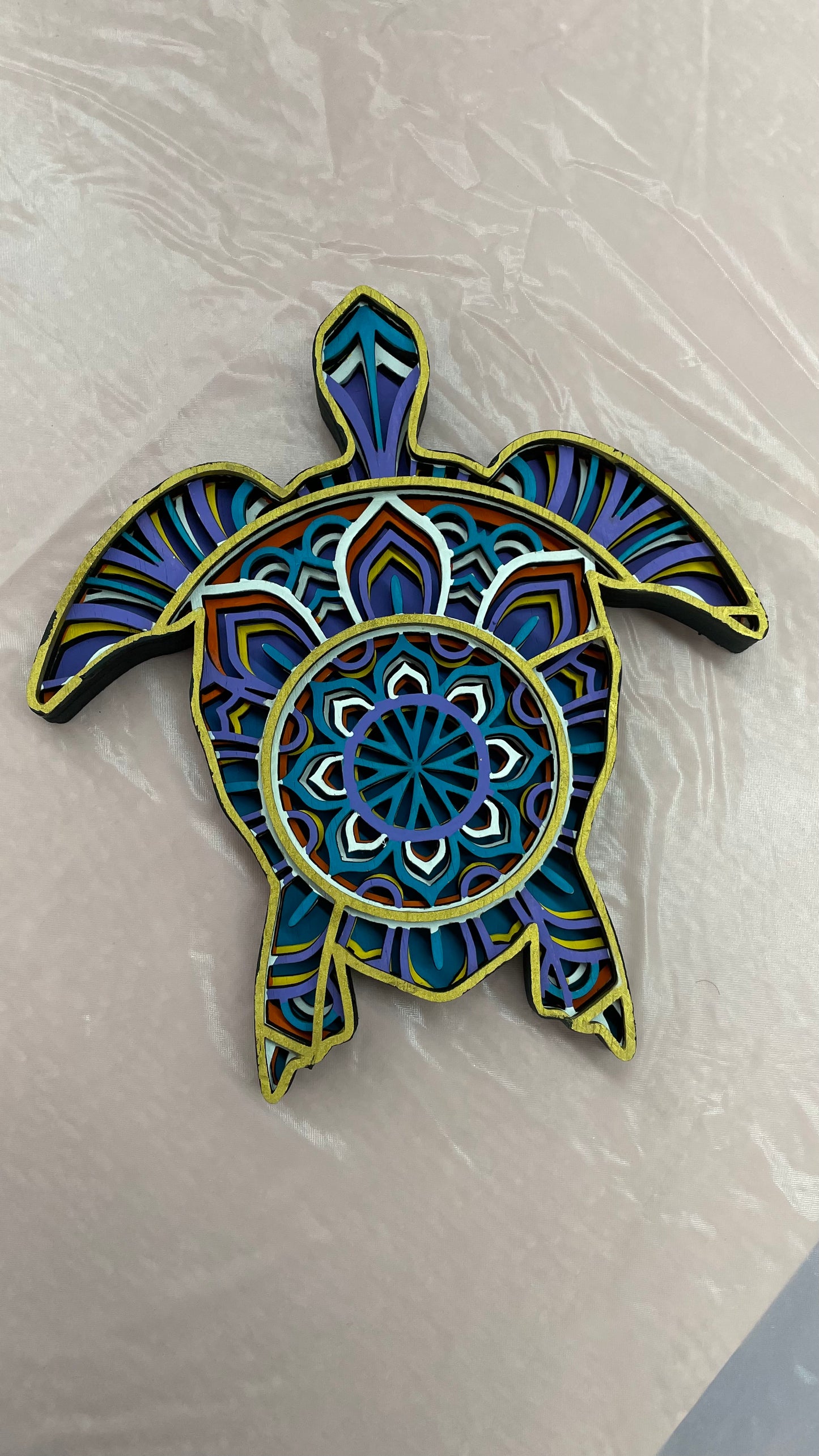 Mini Turtle 3D Wood Mandala plaque