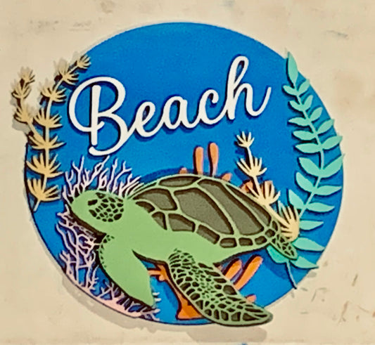 Sea Turtle Beach Wood plaque