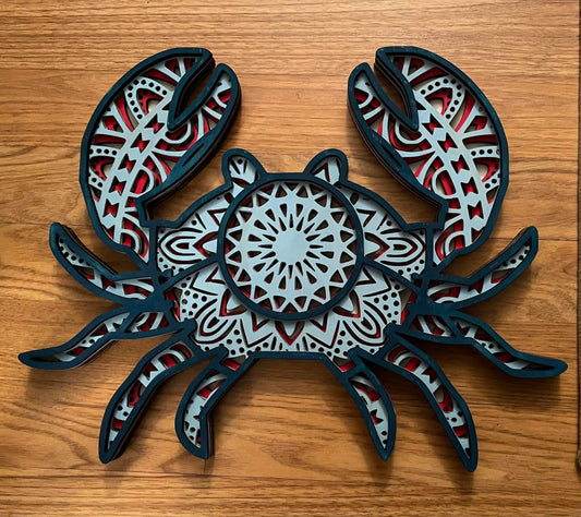 Crab layered Wood Mandala plaque