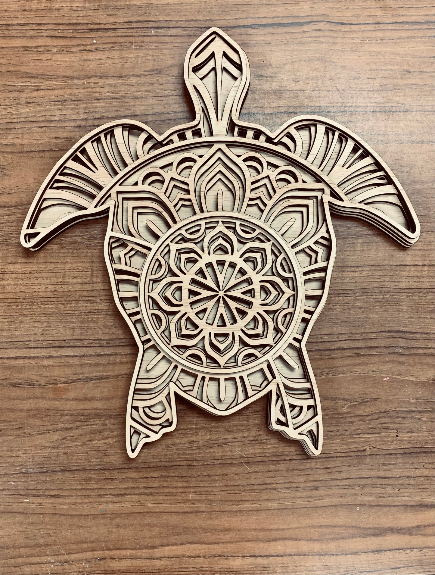 Sea Turtle layered Wood Mandala Plaque