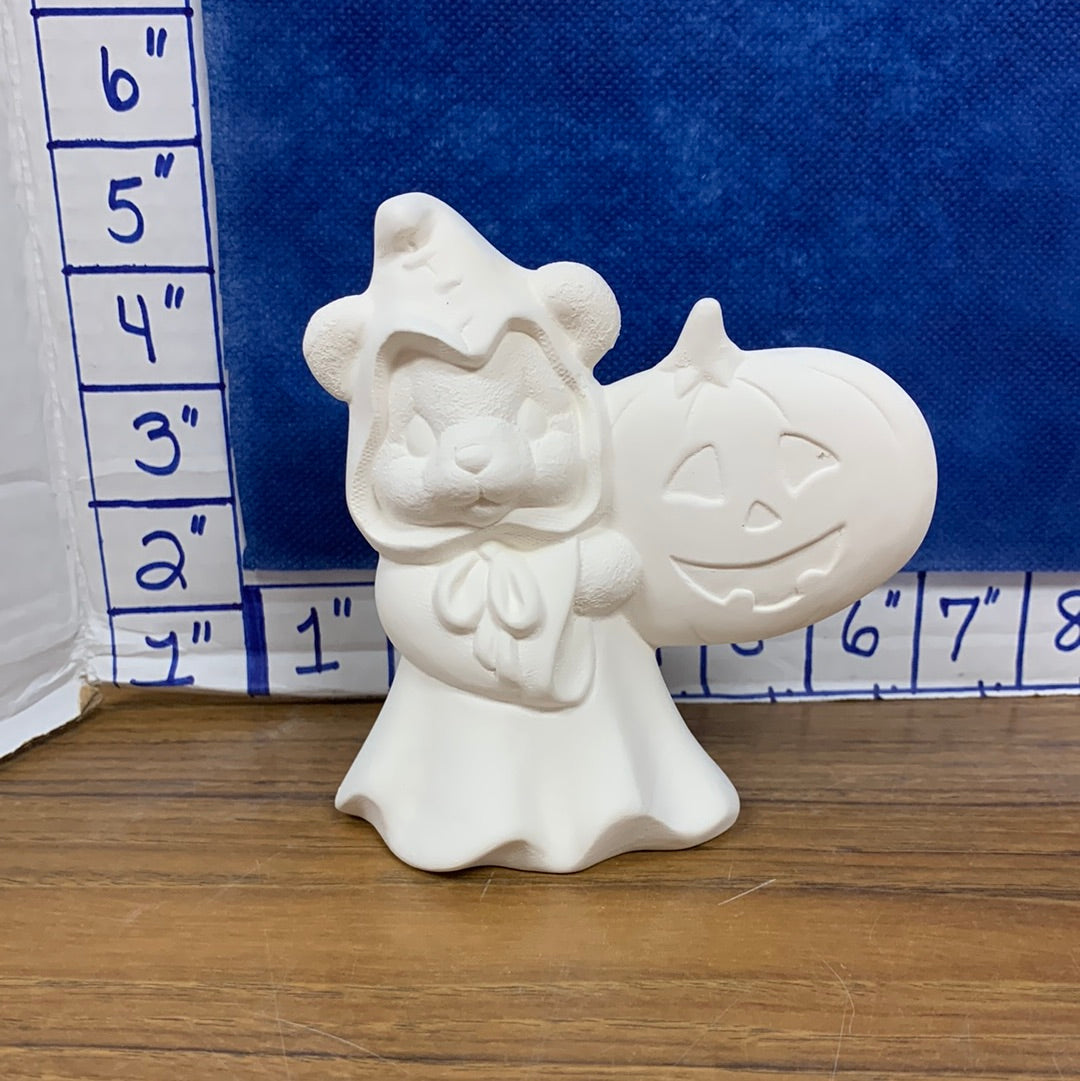 Ghost bear w/pumpkin on left