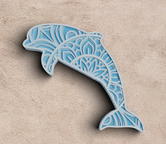 Dolphin layered Wood Mandala plaque