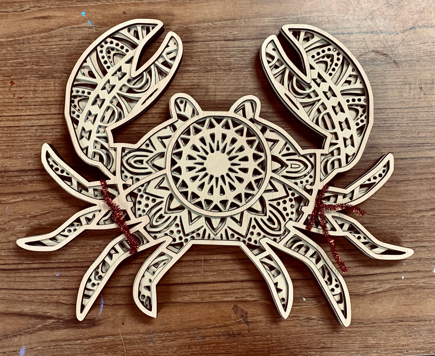 Crab layered Wood Mandala plaque