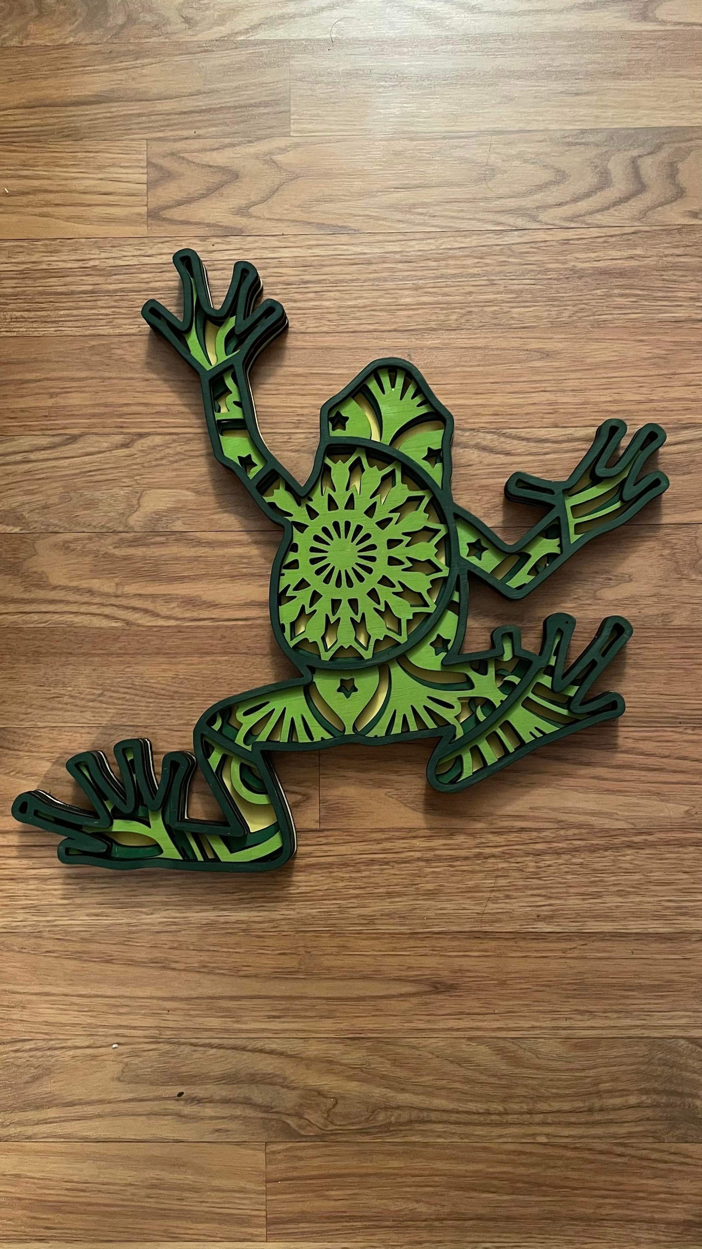 Frog layered Wood Mandala plaque
