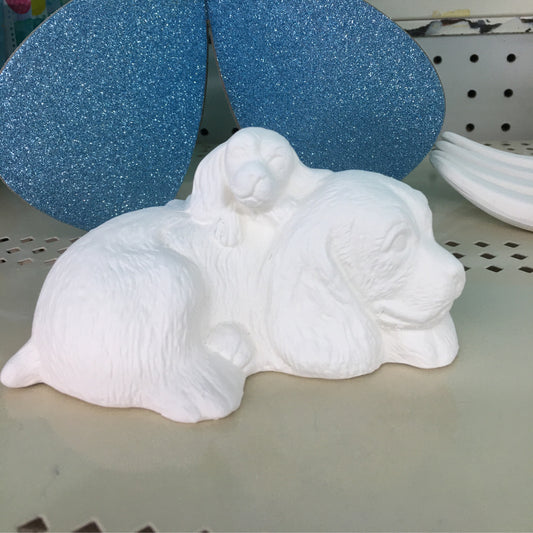 Dog and puppy laying Ready to Paint